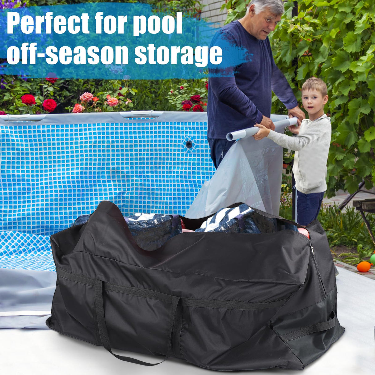Aulock 140 Gallon Extra Large Storage Bags - Heavy-duty Pool Cover Storage with 4 Carrying Handles, Christmas Tree Bag, 56''x24''x24''