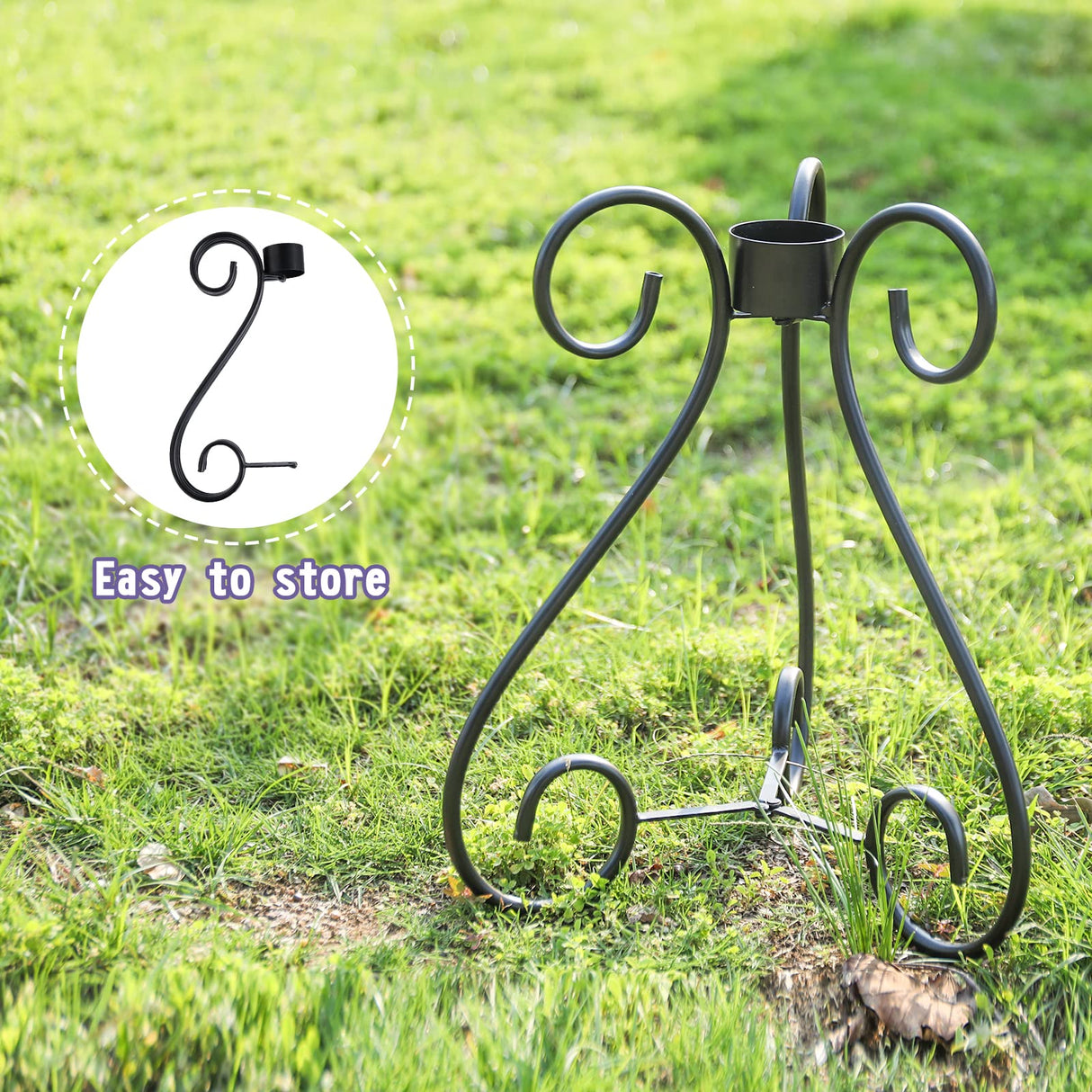 VCUTEKA Gazing Ball Stand, Metal Gazing Globe Stand for 10-12 Inch Garden Gazing Globe, Indoor/Outdoor Display Stand Décor Accessories, Black 16" H