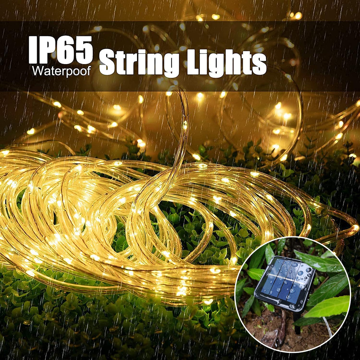 Solar Rope Light 3 Pack 39 FT 100 LEDs IP65 Waterproof Outdoor LED Solar Outdoor Lights for Party Garden Yard Home Wedding Christmas Halloween Holiday Tree Decoration Lighting(3 Pack)