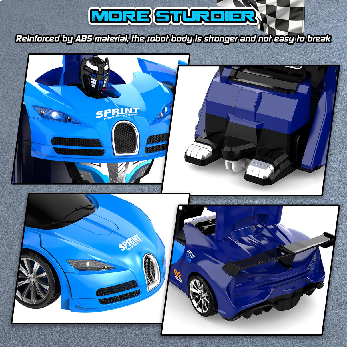 AONEPTR Remote Control Car, One-Click Becoming Robot Transforming Toys Car for Boys, Smooth Deformation, Demo Mode, 360° Rotation, Easy to Use, 2.4GHZ, with LED Lights, RC Cars for Christmas, Kids