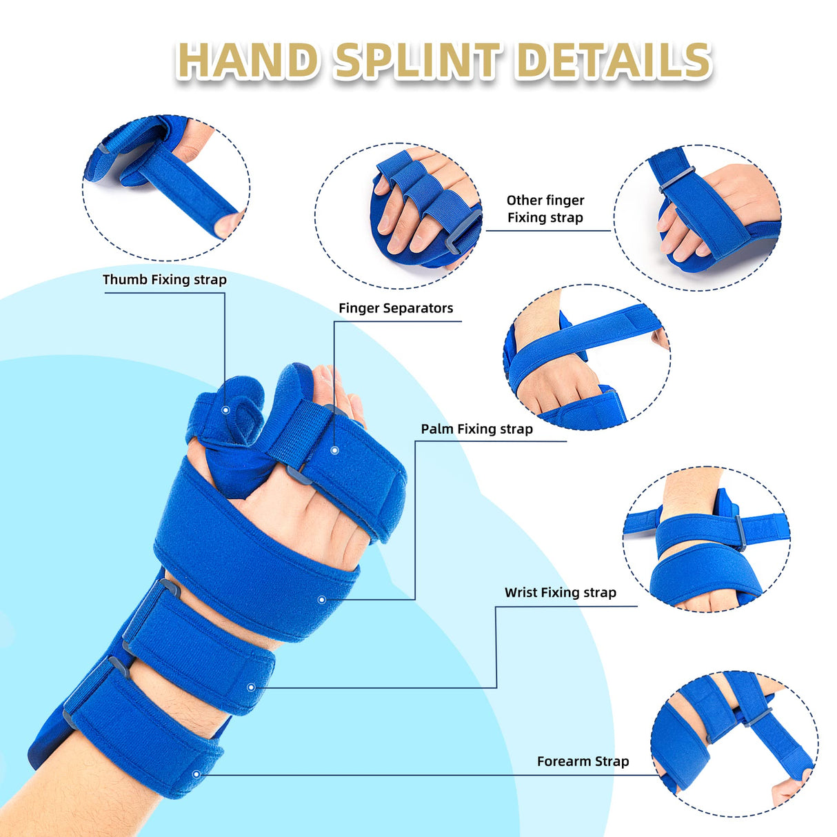 Resting Hand Splint, Stroke Hand Therapy Equipment, Hand Brace with Finger Support for Stroke Recovery Patients, Carpal Tunnel Syndrome, Arthritis, Tendinitis, Metacarpal Breaks (Large Left)