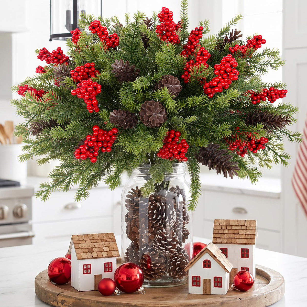 Daynight 6 Pack Artificial Christmas Pine Branches for Outdoor Decor
