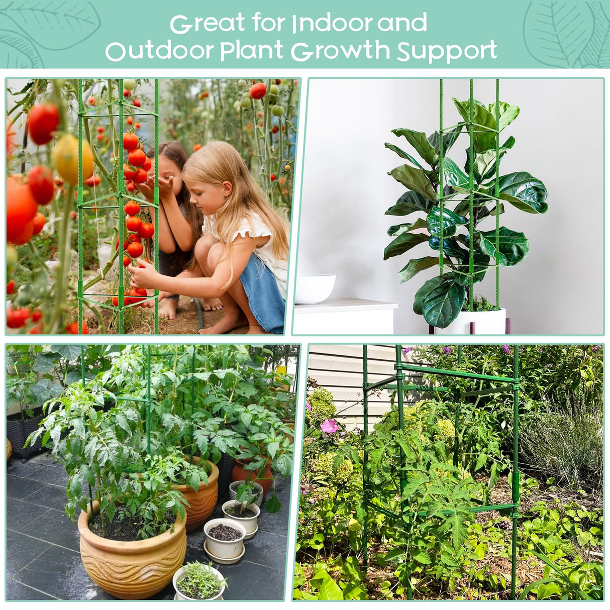 Legigo 2-Pack Tomato Cage for Garden Plant Support- Up to 63inch Garden Stakes Tomato Cage, Tomato Trellis for Potted Plants, Tomato Cages Plant Stakes for Climbing Vegetables Plants Flowers