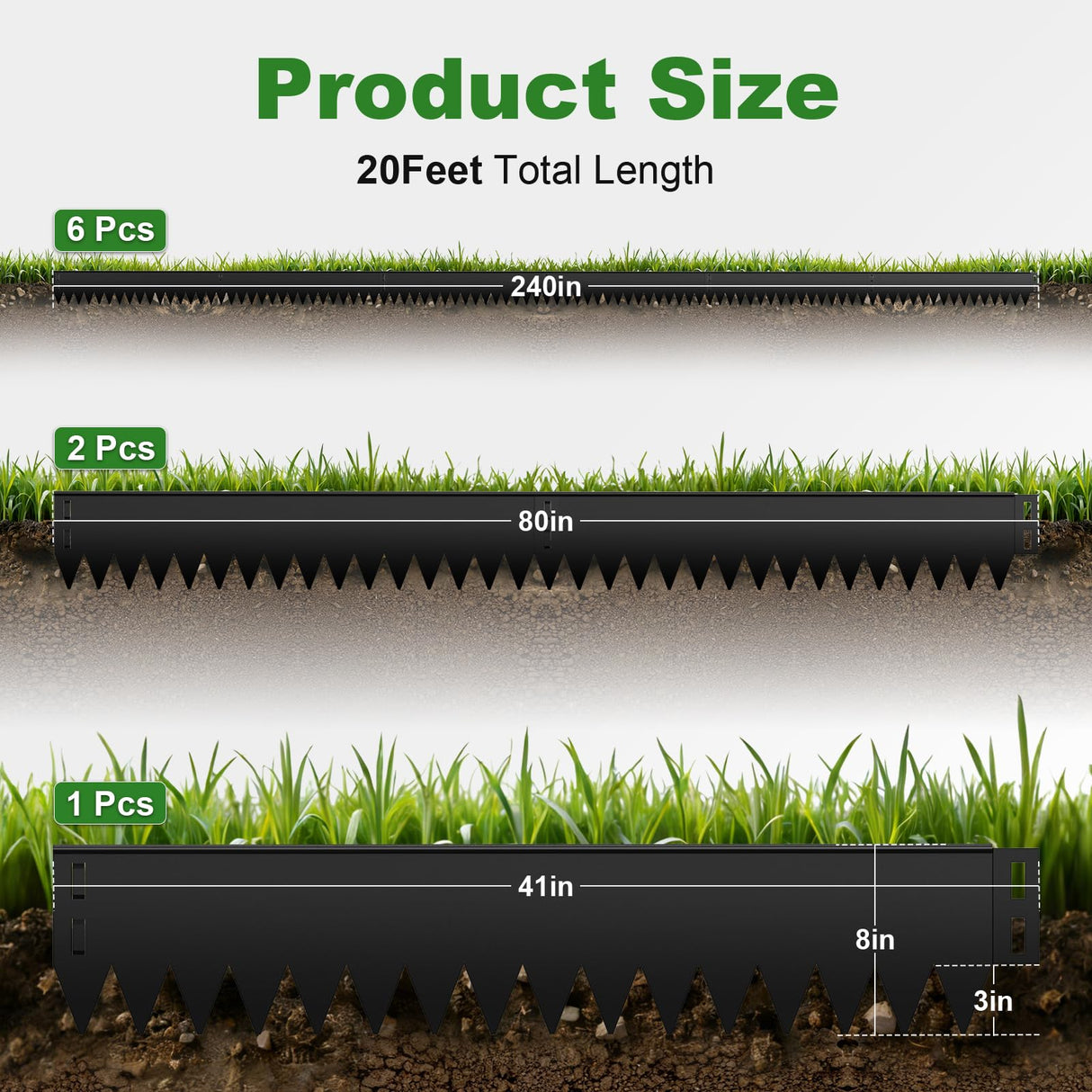 8 Inch Galvanized Steel Landscape Edging – Rounded Edge Metal Border