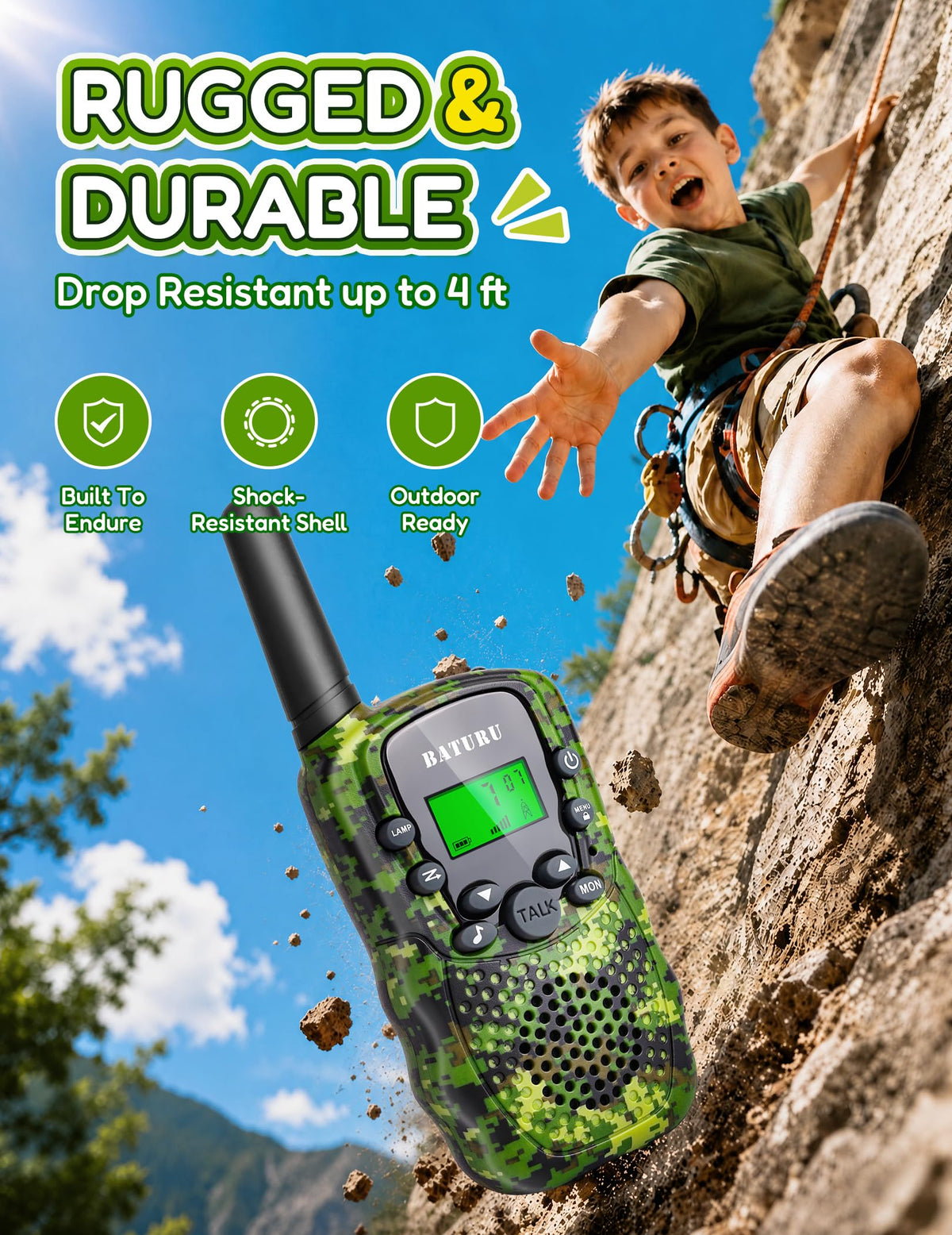 Walkie Talkies for Kids 4 Pack Rechargeable Outdoor Toys Gifts Boys Girls