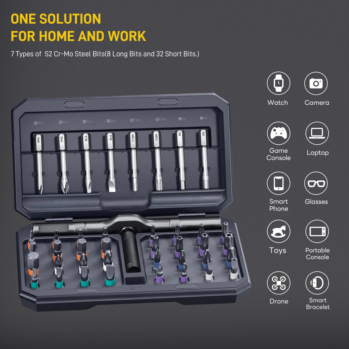42 in 1 Magnetic Screwdriver, Screwdriver Set, Multi Bit Ratcheting Screwdriver Set with Storage Case Repair Tool Kit for Computer, Eyeglass, Bicycles, Watch, Ring Doorbell, Furniture and DIY