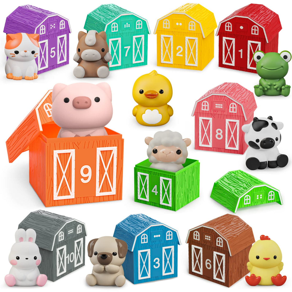 Learning Toys for 1 2 3+ Year Old Toddler,Farm Animals Barn Toy Sorting Toy