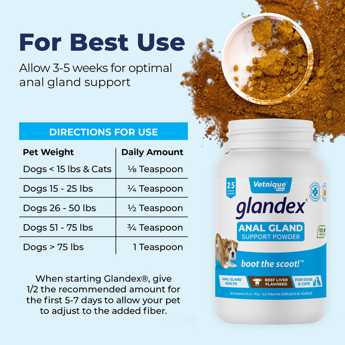 Glandex Dog Fiber Supplement Powder for Anal Glands with Pumpkin, Digestive Enzymes & Probiotics - Vet Recommended Healthy Bowels and Digestion - Boot The Scoot (Beef Liver, 2.5oz Powder)