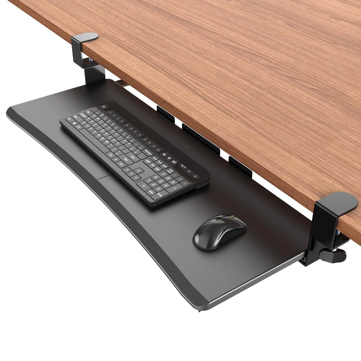 UPGRAVITY Extra Large Keyboard Tray Under Desk - Slide Out with Sturdy C-Clip Mount System, 31.5" (35.8" Including Clamps) x 11.8" Put-Out Keyboard Tray Computer Drawer for Ergonomic Typing, Black