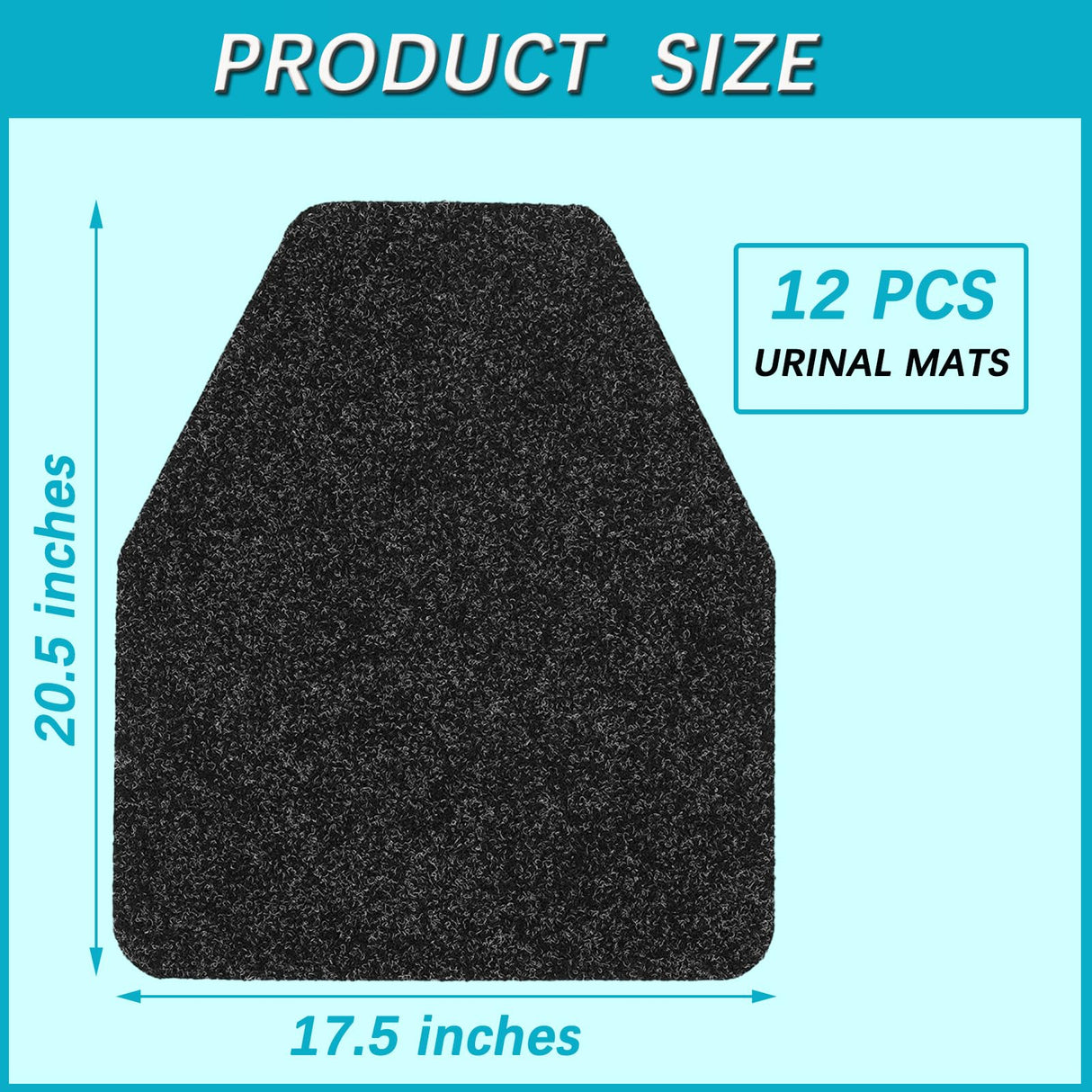 Basima Urinal Mats for Men Bathroom 12 Pack Washable Bulk Rubber Urinal Floor Mats for Toilet Commercial, Non-Slip Disposable Urinal Pads for Mens Room, 17.5" x 20.5", Black