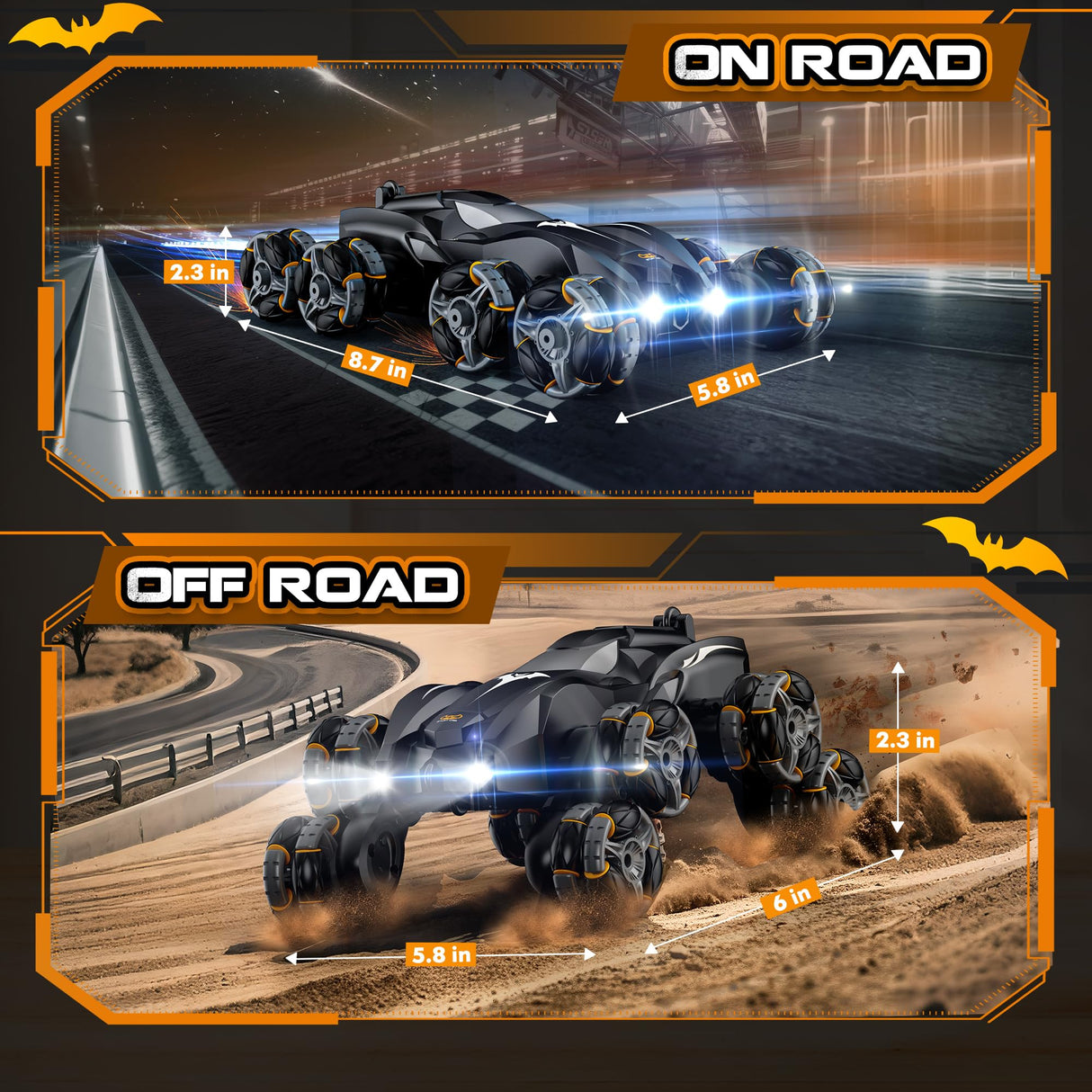 jopeaa Remote Control Car, 2.4Ghz 8WD Rc Stunt Car with Automatic Demonstration, 360° Spins, Music and LED Lights, Remote Control Cars for Boys 4 5 6 7 8-12, Christmas Birthday Gifts Toys for Boys