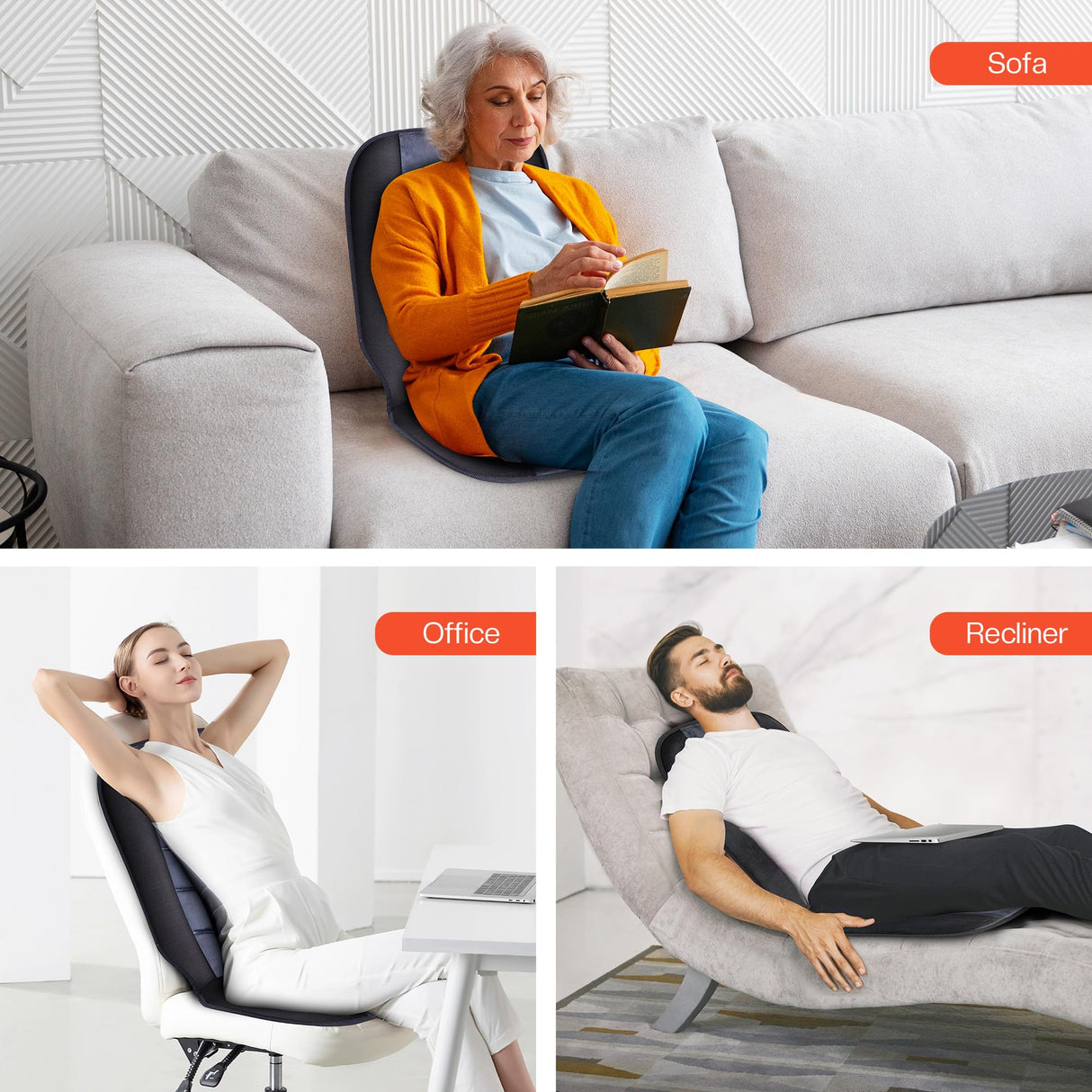 CILI Massage Chair Pad,Back Massager with Heat,Massage Seat Cushion with 10 Vibration Motors,30-60-90 Minutes Heating Options,Chair Massager for Office Chair, Home Office Use