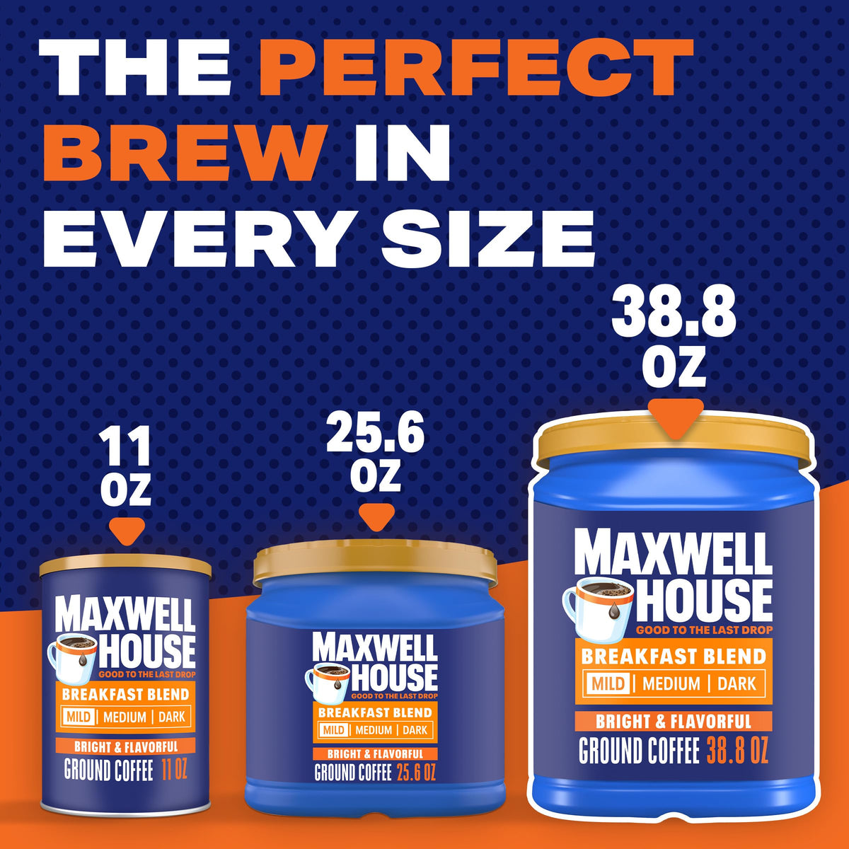 Maxwell House Ground Coffee, Breakfast Blend Mild Roast, 38.8 oz Canister