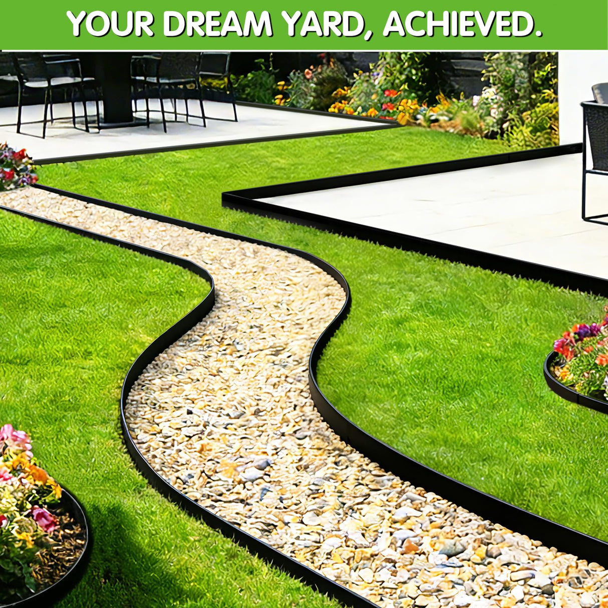 Landscape Edging, Garden Edging Border No Dig 2" Tall x 20'with 20 Stakes, Plastic Edging for Landscaping Border - Easy Install & Cut, Flexible for Flower Beds, Lawn, Yard, Paver