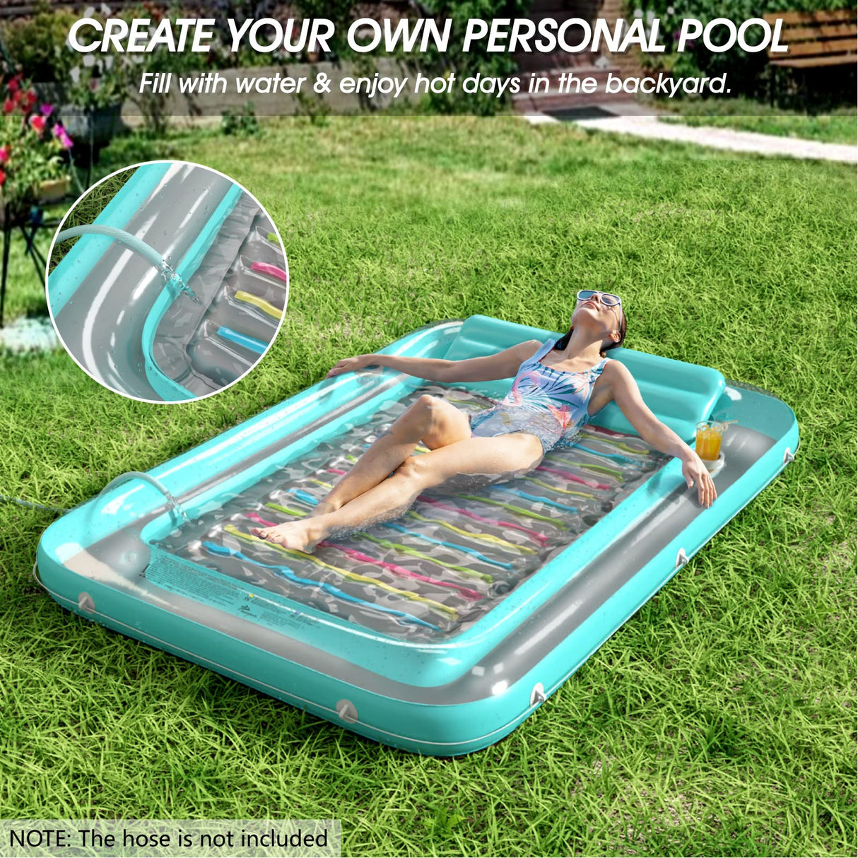 Inflatable Tanning Pool Lounger Float - Jasonwell 4 in 1 Sun Tan Tub Sunbathing Pool Lounge Raft Floatie Toys Water Filled Tanning Bed Mat Pad for Adult Blow Up Kiddie Pool Kids Ball Pit Pool (XL)