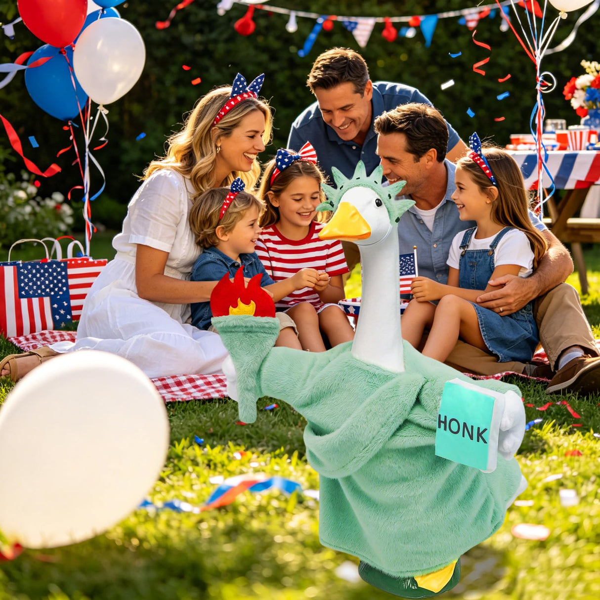 Kanmeii Statue of Liberty Porch Goose Outfit for 23 Inch Lawn Goose Patriotic 4th of July Costume for Cement & Plastic Goose Sculpture, Independence Day Goose Clothes for Garden Patio Yard Decoration