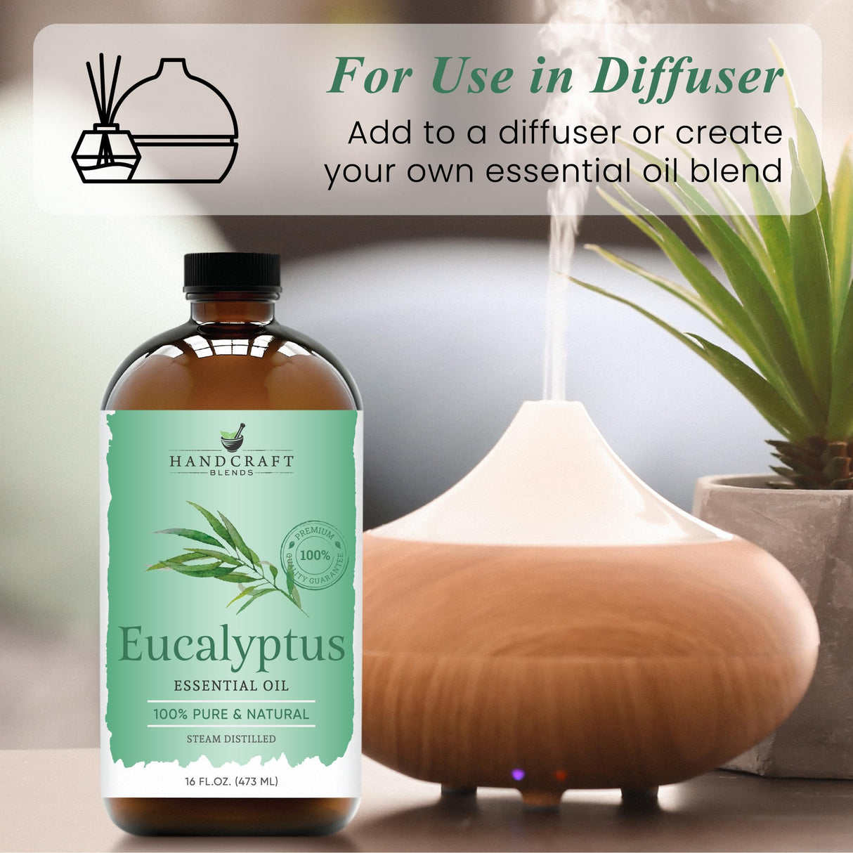 Handcraft Blends Eucalyptus Essential Oil in Glass Bottle - Huge 16 Fl Oz - 100% Pure and Natural - Premium Grade Essential Oil for Diffuser and Aromatherapy, and DIY Soap Making