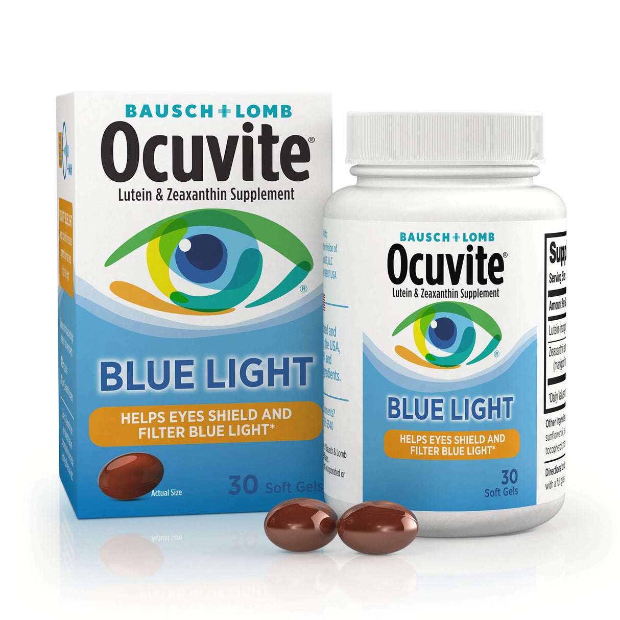 Ocuvite Bausch + Lomb Blue Light Lutein 25mg Lutein & Zeaxanthin Supplement, 30 Softgels