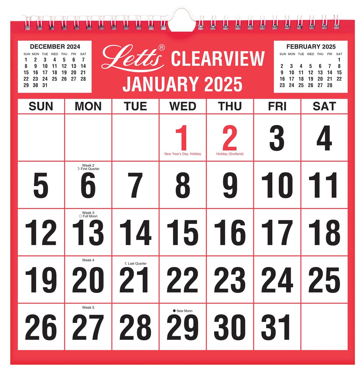 Letts of London Clearview Month to View Calendar 2025