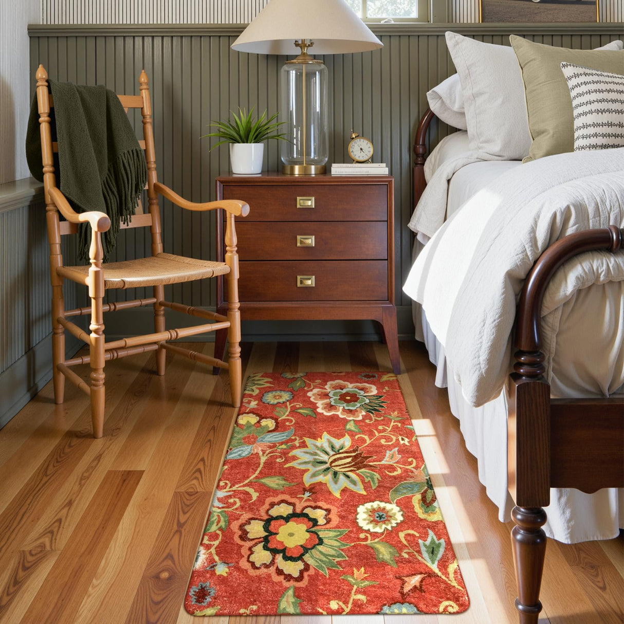 Lahome Floral Red Carpet Runner Rug 2x4, Washable Hallway Non-Slip Kitchen Christmas Runner Rugs, Vintage Throw Carpet for Hallway Bathroom Entryway Laundry Room(2'x4', Red)