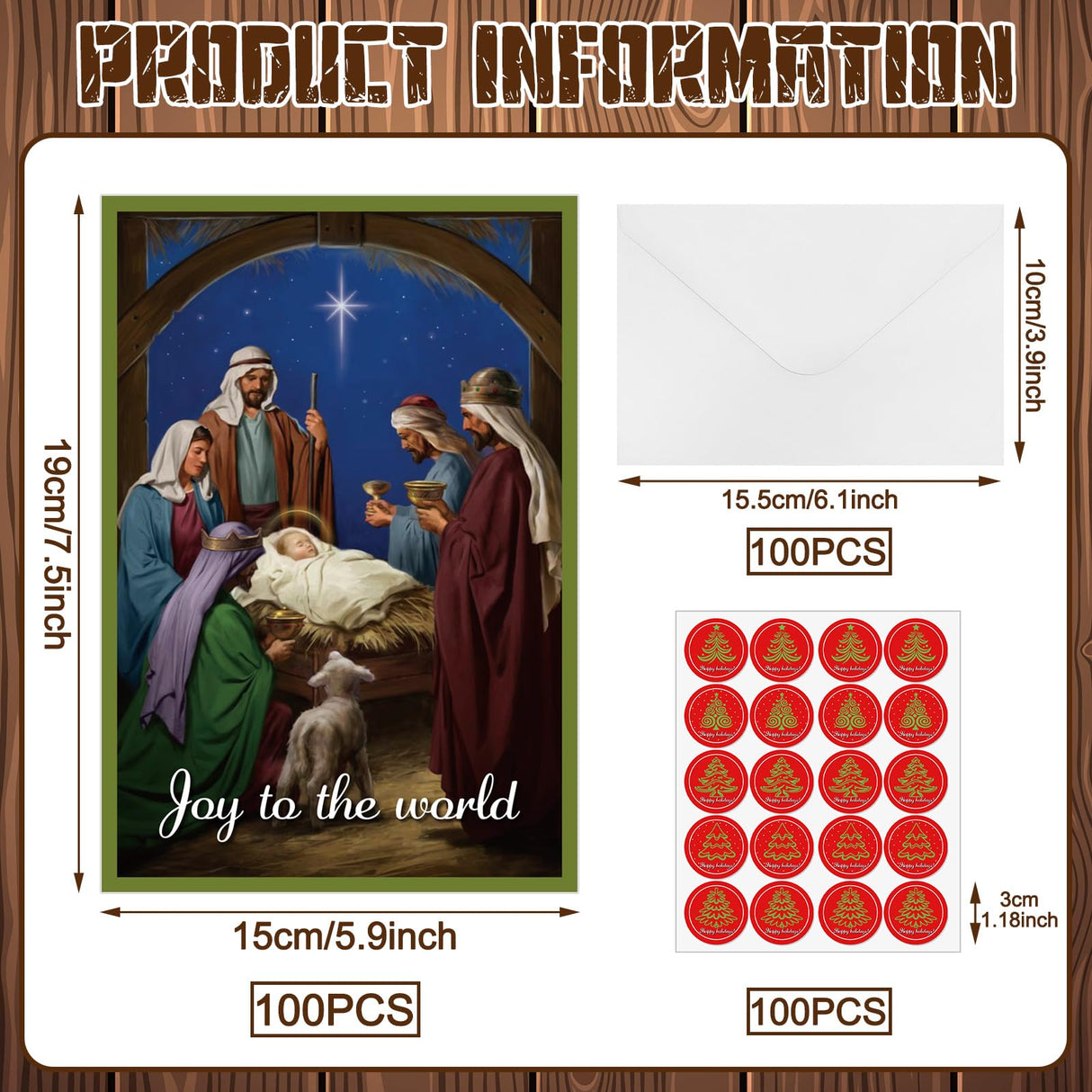 Motiskyy 100 Sets Christmas Cards with Envelopes and Stickers Christmas Cards Assortment Bulk Greetings for Xmas New Year Party Supplies 10 Designs, 6 x 4 Inch(Religious)