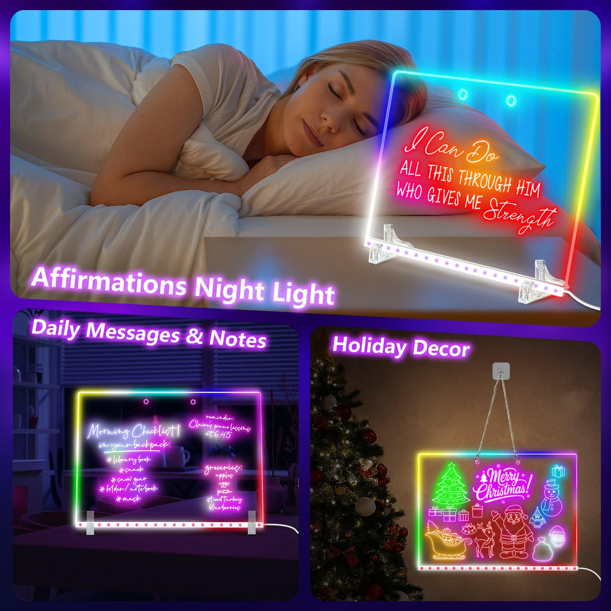16" Led Drawing Board for Kids with 18 Tracing Pages - 4 Modes & Acrylic Dry Erase Led Note Board with 7 Colors, Light Magic Boards for Writing Art Toys, Christmas & Birthday Gifts for Girls Boys