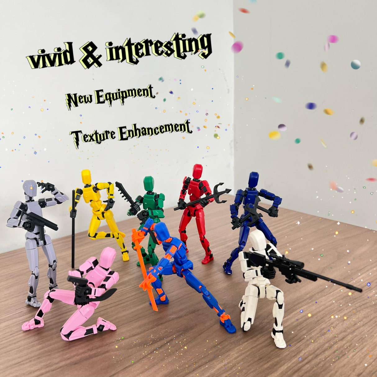 (Assembly Completed) 8 Packs Titan13 Action Figure Set, Dummy 13 3d Printed Action Figure Toy Gifts for Kids, Robot 13 ActionFigure Full Body Mechanical Doll Christmas Birthday Gift for Boys Girls