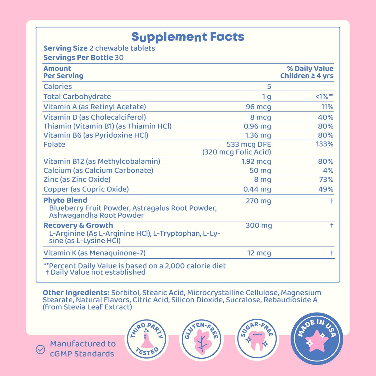 JoySpring Growth Vitamins for Teens & Height Support for Kids - Encourages Stronger Bones & Healthy Natural Growth - Sugar Free - L-Arginine, L-Lysine, Zinc, Vitamin D & K2-30 Servings