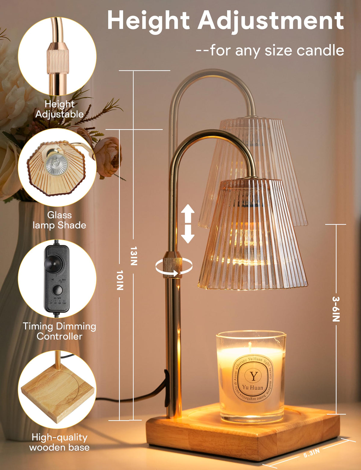 Allanmen Candle Warmer Lamp Gold, Home Decor, Brithday Gifts for Women Mom