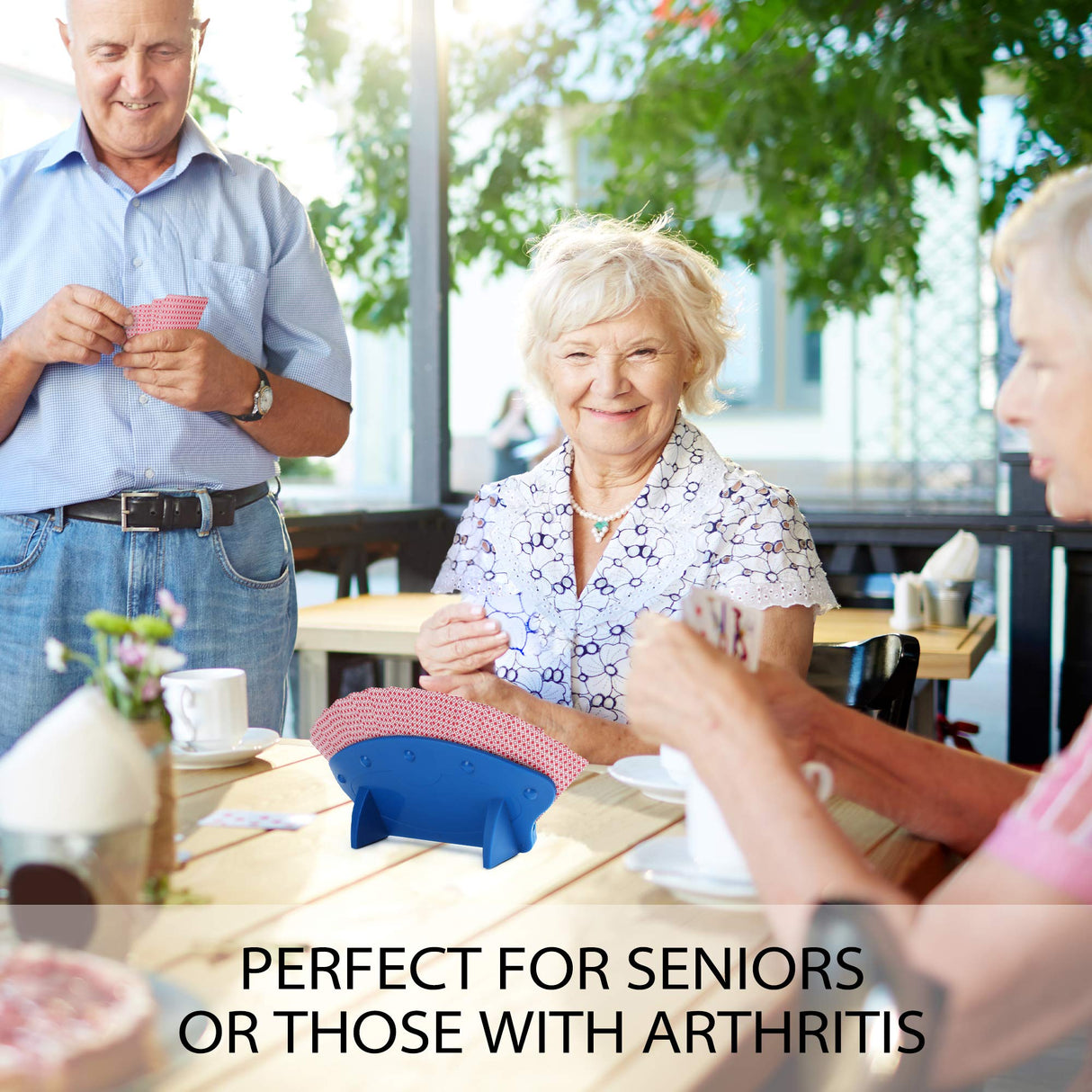 LotFancy Card Holders for Playing Cards, 4-Pack Playing Card Holder for Adults, Kids, Seniors, Plastic, Hands Free, for Family Card Game Nights, Canasta, Poker Parties