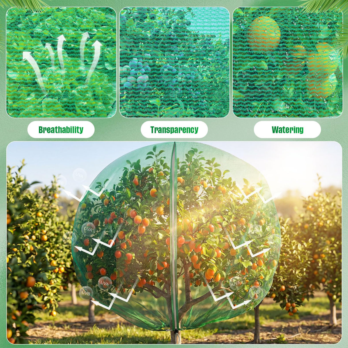 Ribbonlic 20W x 20L Ft Extra Large Fruit Tree Netting Cover with Zipper and Drawstring, Plant Protection Netting Insect Bird Barrier for Garden Cherry Trees Peach, Keep Birds Squirrels Cicadas Out