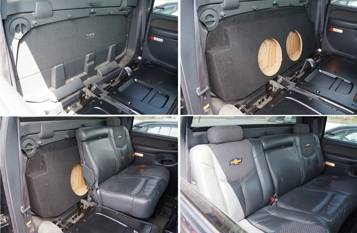 American Sound Connection - Compatible with Chevy Avalanche or Cadillac Escalade EXT 2002-2013 Dual 10Subwoofer Behind Seat Sub Box Speaker Enclosure