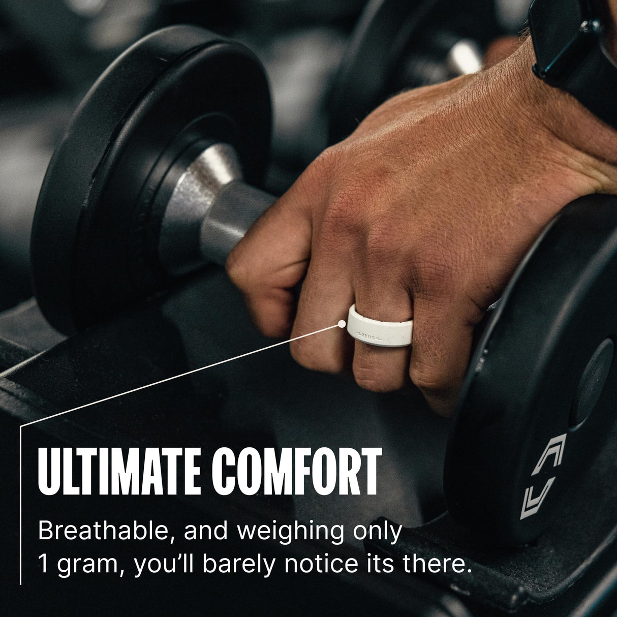 Groove Life Zeus Edge Flat Earth Anti Stretch Silicone Ring Breathable Rubber Wedding Rings for Men, Unique Design, Comfort Fit Ring - Size 9