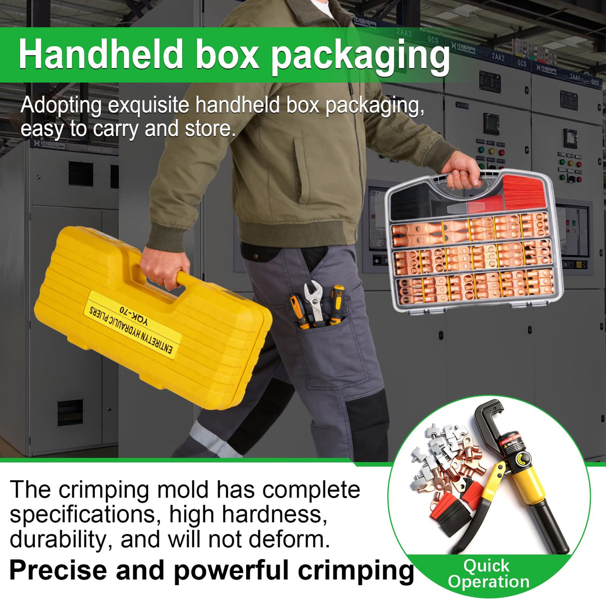 Twidec/230PCS Battery Cable Ends Kit AWG 8 6 4 2 1 1/0 2/0 Heavy Duty Copper Lugs Cable Wire Lugs,Copper Ring Terminals Connectors with Heat Shrink Tube and Hydraulic Crimping Tool With 9 Die