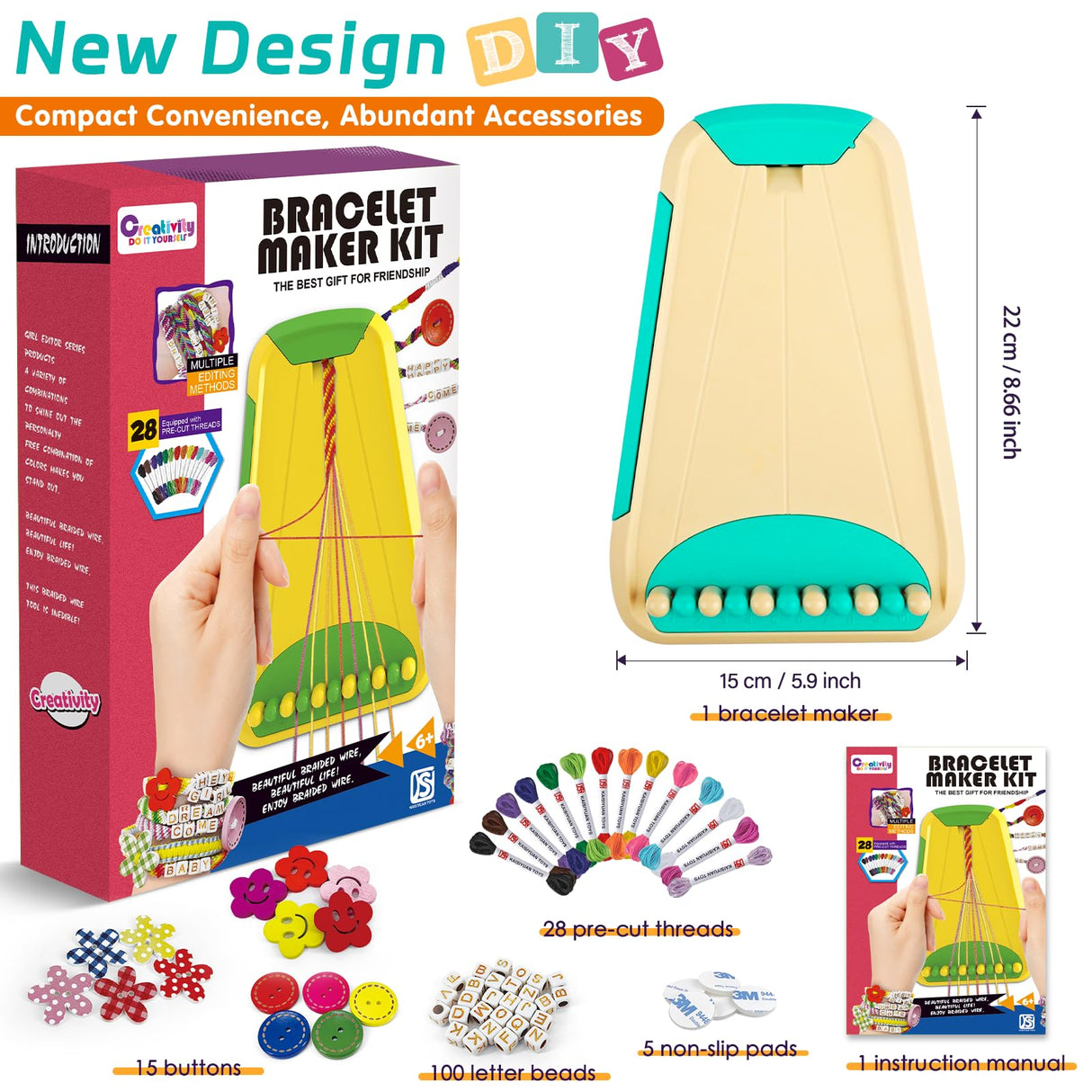 Arts and Crafts for Kids Ages 8-12,Friendship Bracelet Making Kit for Girl,Kids Jewelry Making Kit with 28 Pre-Cut Threads,Christmas Birthday Gifts for Ages 6 7 8 9 10 11 12 Year Old Cyan