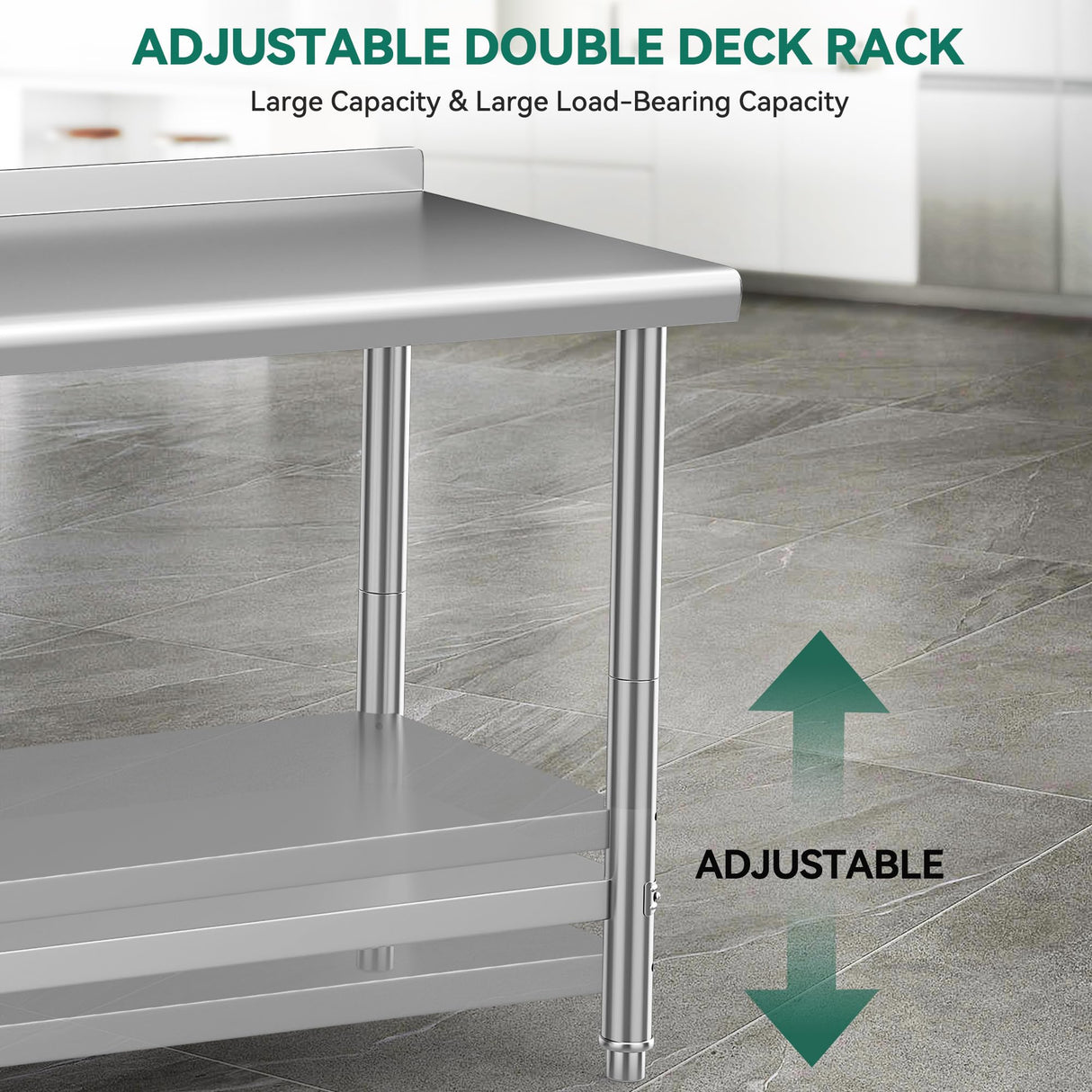 YITAHOME 48" x 24" Stainless Steel Table for Prep & Work with Backsplash, NSF Commercial Heavy Duty Table with Undershelf for Home Kitchen Restaurant Garage Warehouse