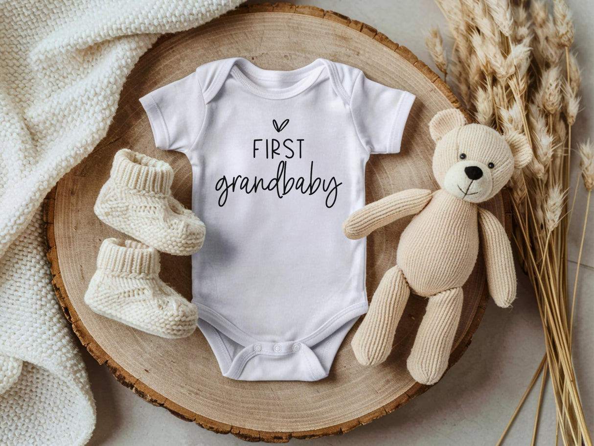 Pregnancy Announcement Infant Bodysuit First Grandbaby Gift for Grandparents | New Baby Surprise (0-3 month, White)