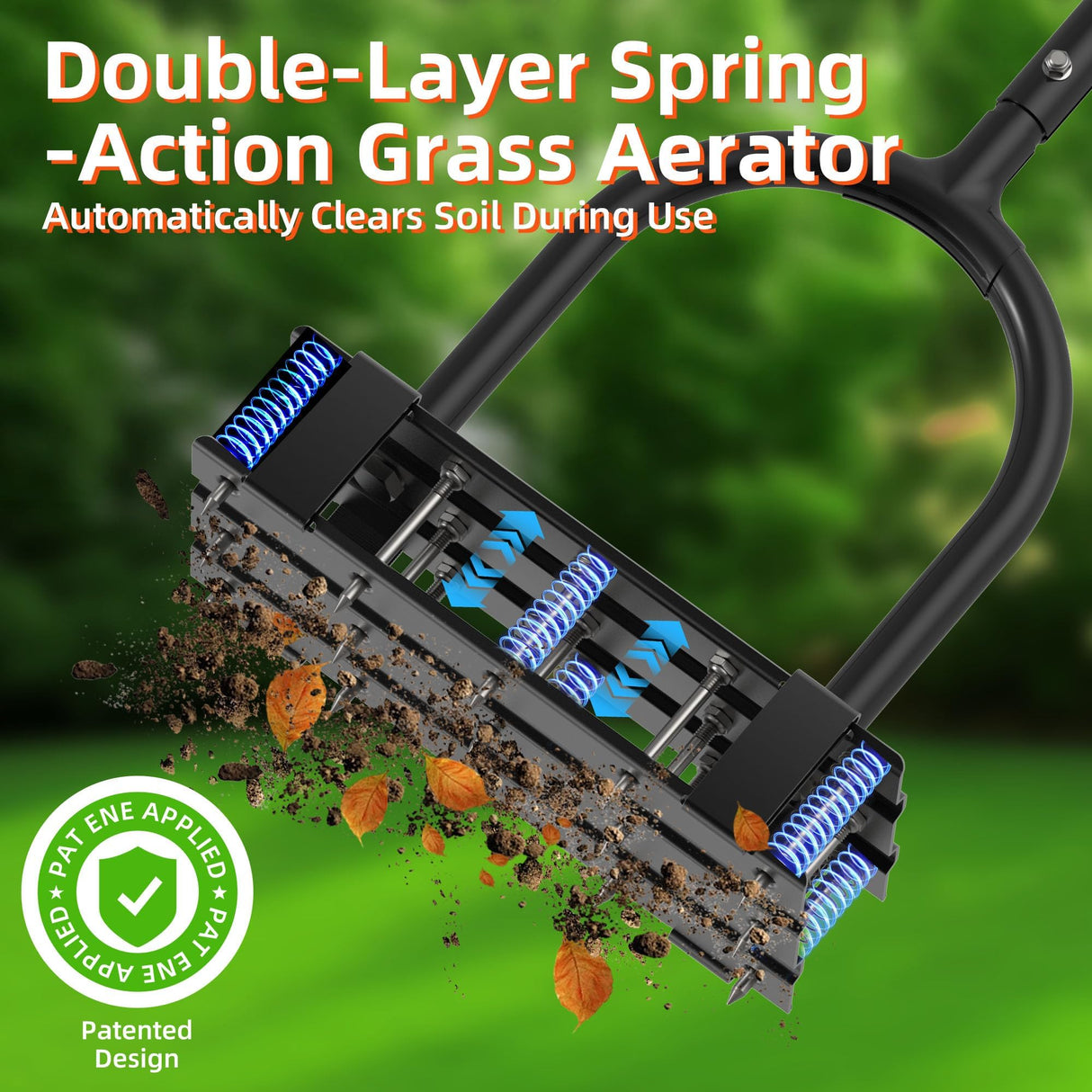 DomiHapi Lawn Aerator with Spring-Loaded Automatic Soil Removal Design