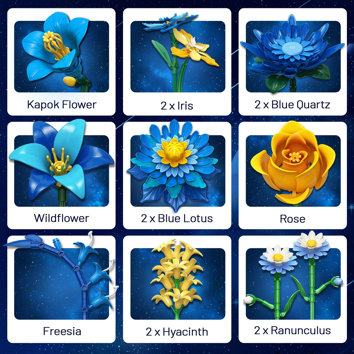 EWED Starry Flowers Building Set for Adults Compatible with Lego Botanicals