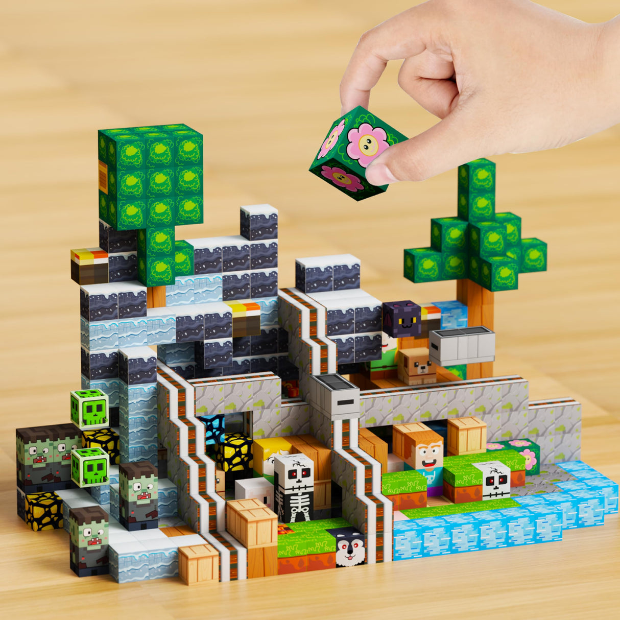 Voxifyx 150PCS Magnetic Building Blocks Set Toys, Kids Classroom Magnet Blocks Sensory Toy for Toddlers STEM Learning, Construction Stacking Toy for Kids Boys and Girls Christmas Birthday Gifts