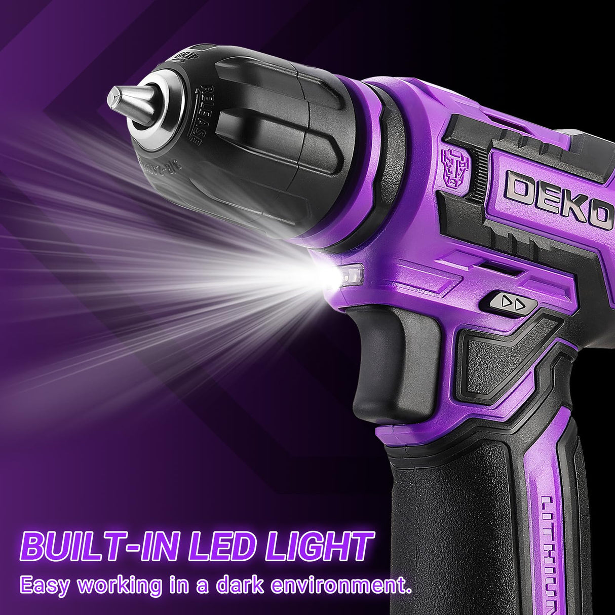 Cordless Drill:DEKOPRO 12V Power Drill Set 800RPM Electric Drills Small Drills with 3/8-inch Keyless Chuck and Portable Tool Set Gift Box (Purple)