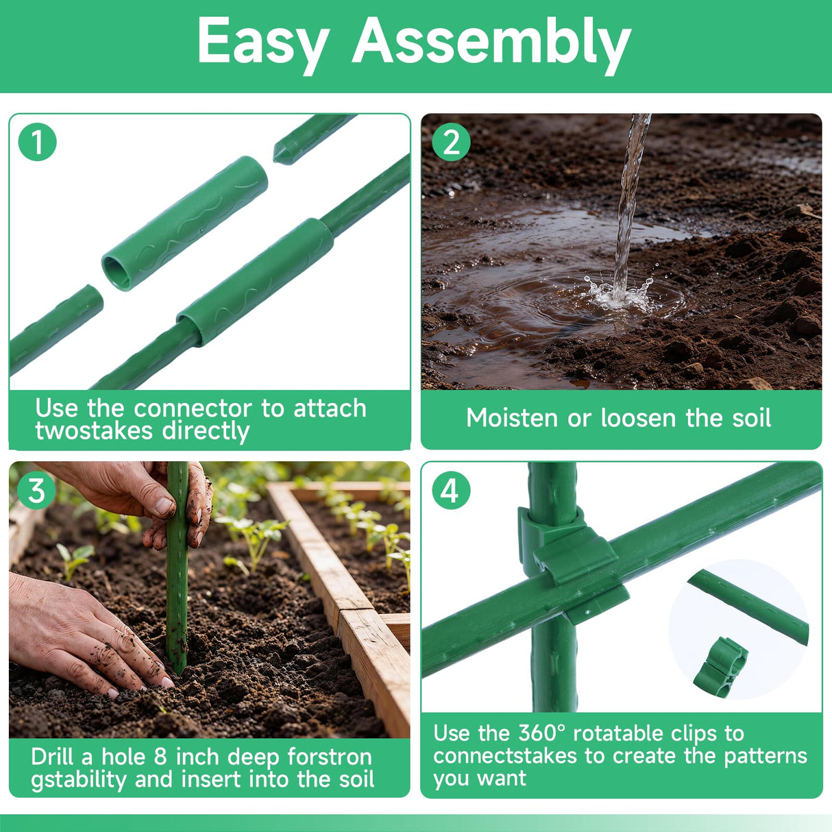 100 Pcs Garden Stakes 16 Inch DIY 4ft 5ft 6ft 7ft 8ft Tomato Plant Stakes
