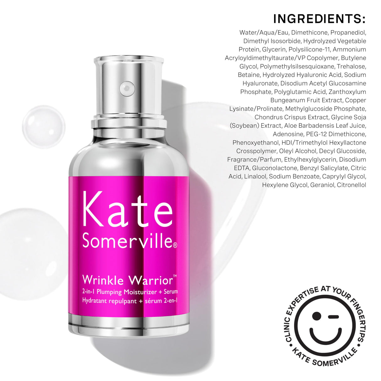 Kate Somerville Wrinkle Warrior | 2-In-1 Plumping Moisturizer + Face Serum | Instantly Hydrates & Smooths Skin | 1.7 Fl Oz