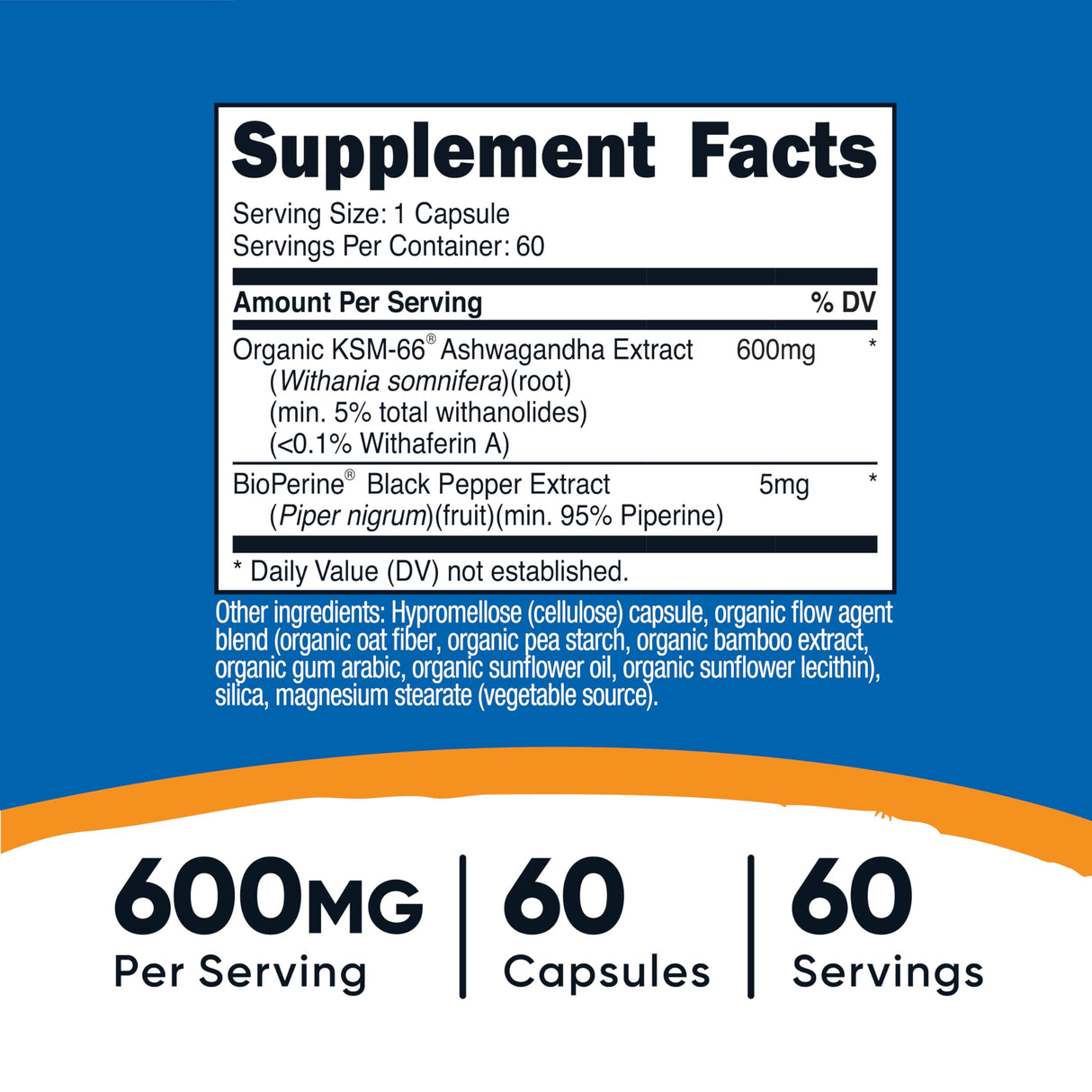 Nutricost KSM-66 Ashwagandha Root Extract 600mg, 60 Veggie Caps (3 Bottles) - 5% Withanolides - with BioPerine