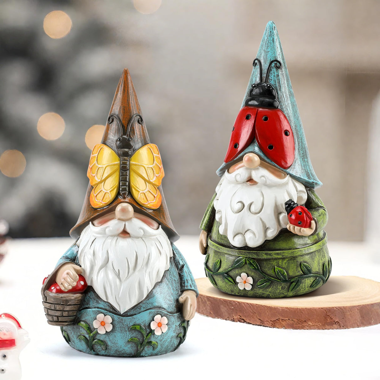 Wiresusan Outdoor Garden Gnome Statue, Butterfly Gnomes Decor Spring Butterfly Figurine, 7.3" Garden Gnomes Sculptures & Statues Outside Yard Lawn Patio Home Decoration, Nomes Gift
