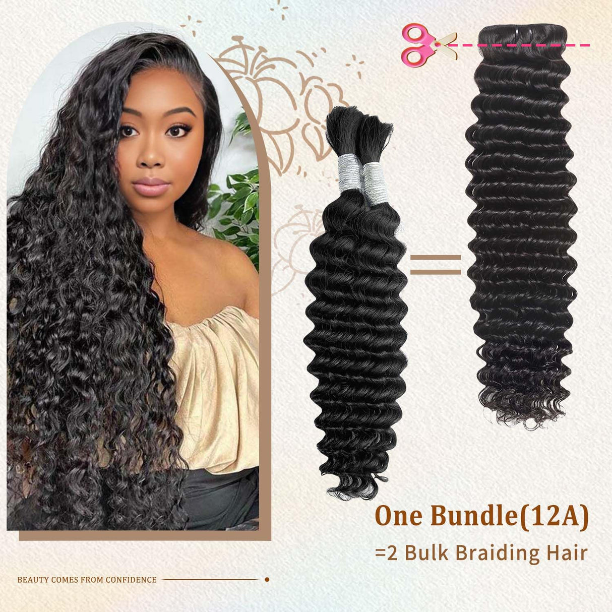 12A Deep Wave Human Hair Bundles 22 24 26 Inch Brazilian Virgin Depp Weave Curly Bundles Human Hair 3 Pcs 100% Unprocessed Virgin Remy Hair Natural Black Water Wave Human Hair Extensions