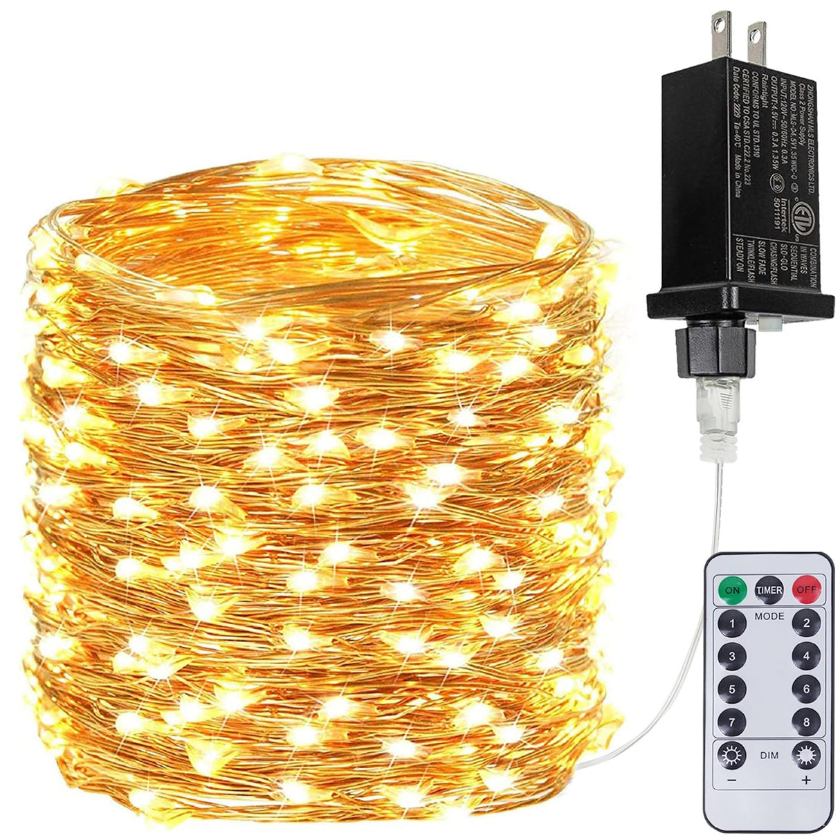 66Ft 200LED Fairy Lights Plug in with Remote, Waterproof String Lights Outdoor & Indoor 8 Modes with Timer, LED Twinkle Lights for Girl's Room Garden Patio Halloween Christmas Decorations (Warm White)