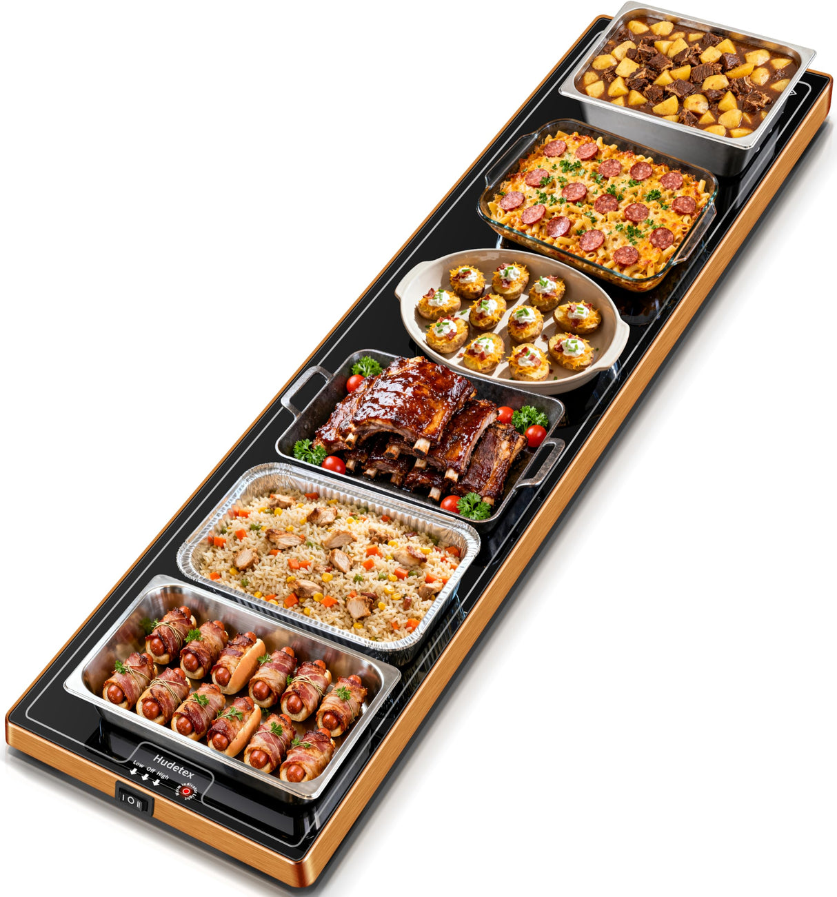 Warming Mat for Food (Extra Long 59"x12"), Warming Trays for Buffets Party & Daily Use, Temperature Control Commercial Food Warmer, Tempered Glass Food Warming Mat, Black Electric Warming Tray