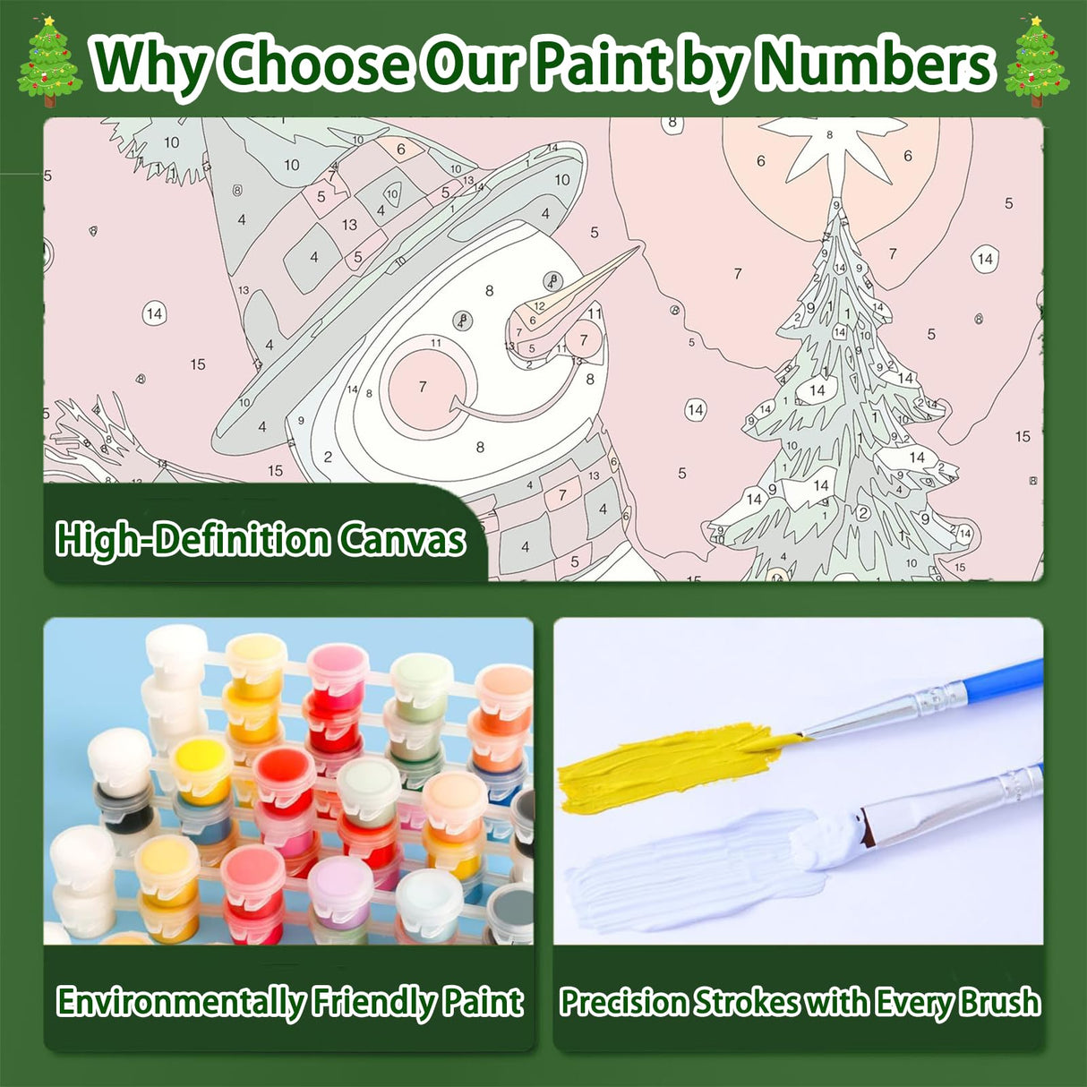 4 Pack Paint by Numbers Kit for Adults - Wooden Easel, Christmas Paint by Numbers with Frame, Christmas Adult Painting by Number Kits on Canvas, Easy Oil Painting Arts Gift Wall Decor 8x12inch