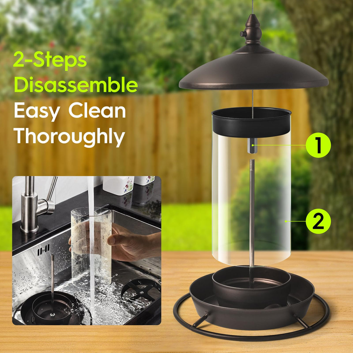Youvip Metal Roof Bird Feeder - Chew Proof for Outdoor Hanging Wild Bird Seeds. Bronze